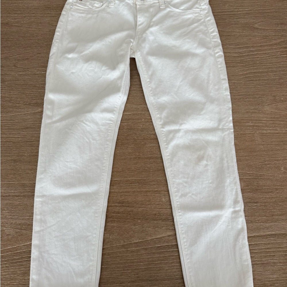 Hudson White Denim Cropped Jeans